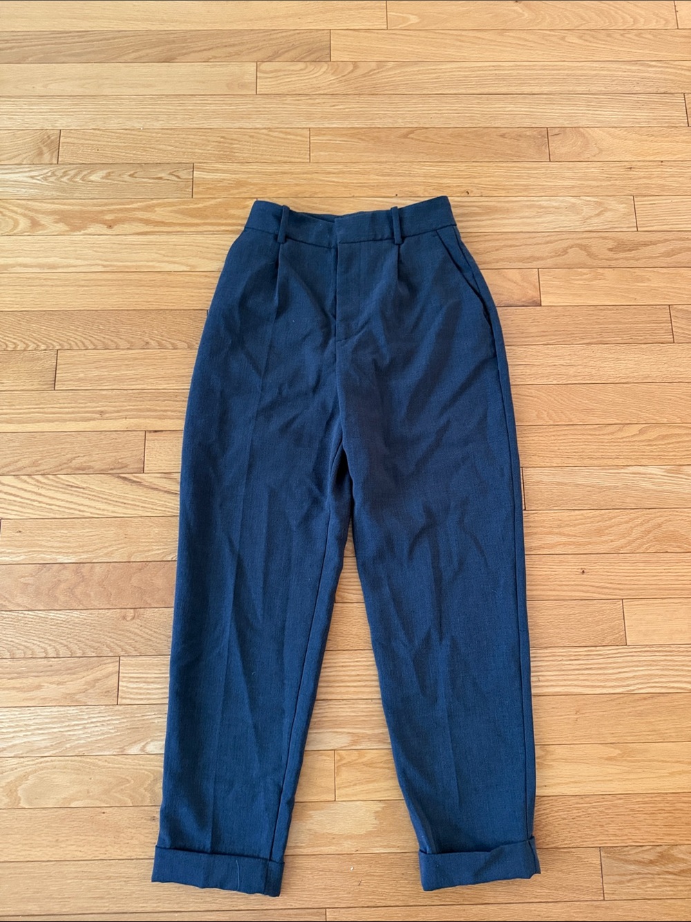Zara Men's Navy Pleated Chinos